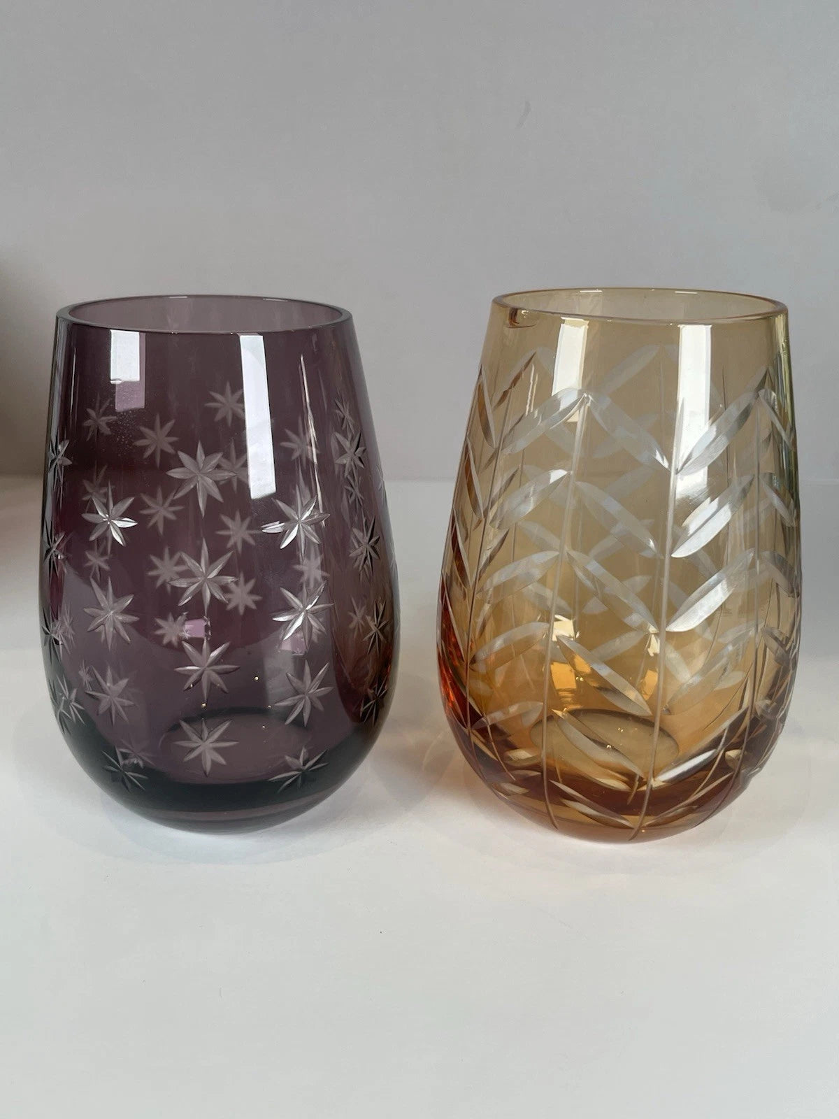 Happiness Bella Festiva Colored Cut Glass Stemless Glasses – Set of 6