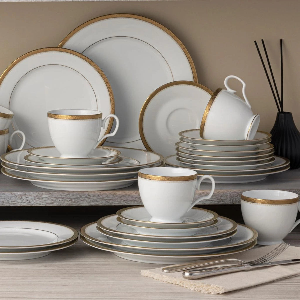 Happiness Charlotta Gold 60-Piece Dinnerware Set – Service for 12