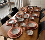 Happiness Copper 24-Piece Dinnerware Set – Hammered Copper Dinner Serving Plates