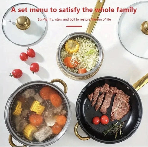 Happiness 12-Piece Red Nonstick Cookware Set – Pots and Pans