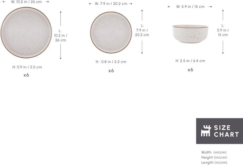 Happiness 18-Piece Stoneware Dinnerware Set for 6 – Modern Beige Dishes
