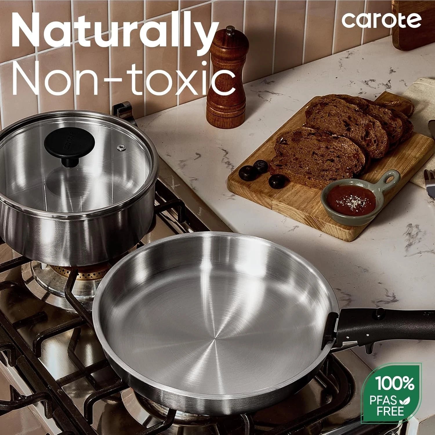 Happiness 15-Piece Induction Cookware Set – Stainless Steel with Removable Handles