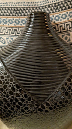 Happiness Ceramic Decorative Large Black Coil Vase – 14" Tall Centerpiece