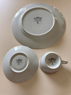 Happiness Porcelain Floral 12-Piece Dinner Set – Cups, Saucers, Plates & Bowls White Gold