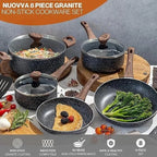 Happiness 8-Piece Nonstick Cookware Set – Frying Pans, Saucepans & Casserole