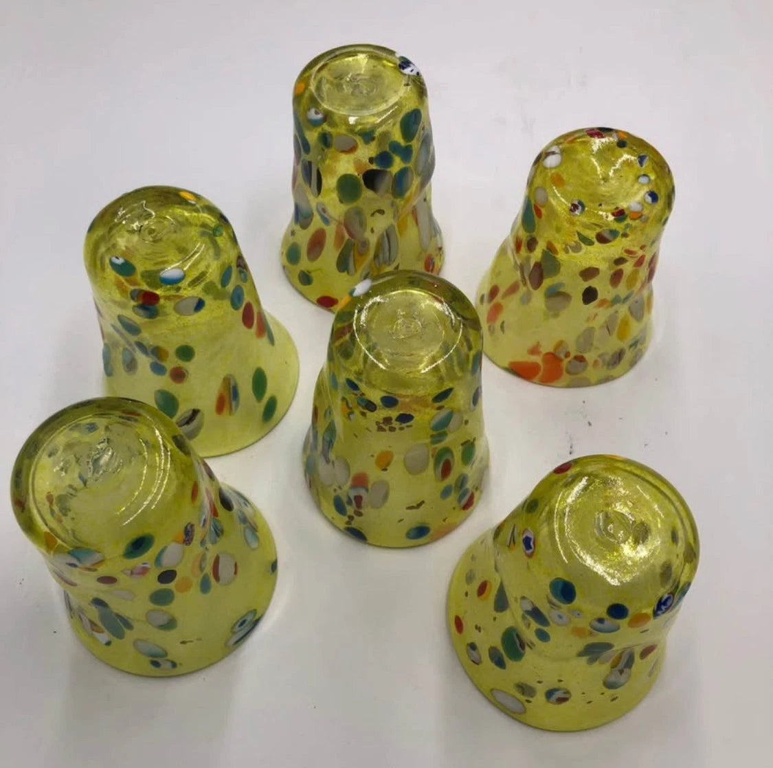 Happiness Hand-Blown Murano Glass Tumblers – Set of 6 Multicolor Venetian Art