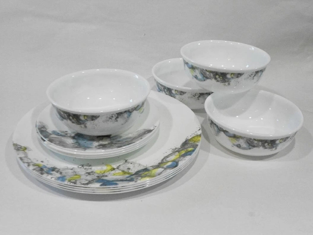 Happiness Lumos 12-Piece Dinnerware Set – Sparkling Droplet Bubbles Muted Colors
