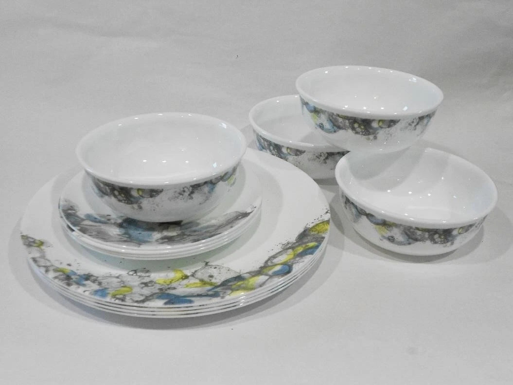 Happiness Lumos 12-Piece Dinnerware Set – Sparkling Droplet Bubbles Muted Colors