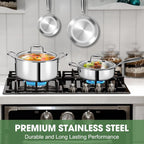 Happiness 3-Ply Stainless Steel Cookware Set with Lids – Non-Toxic