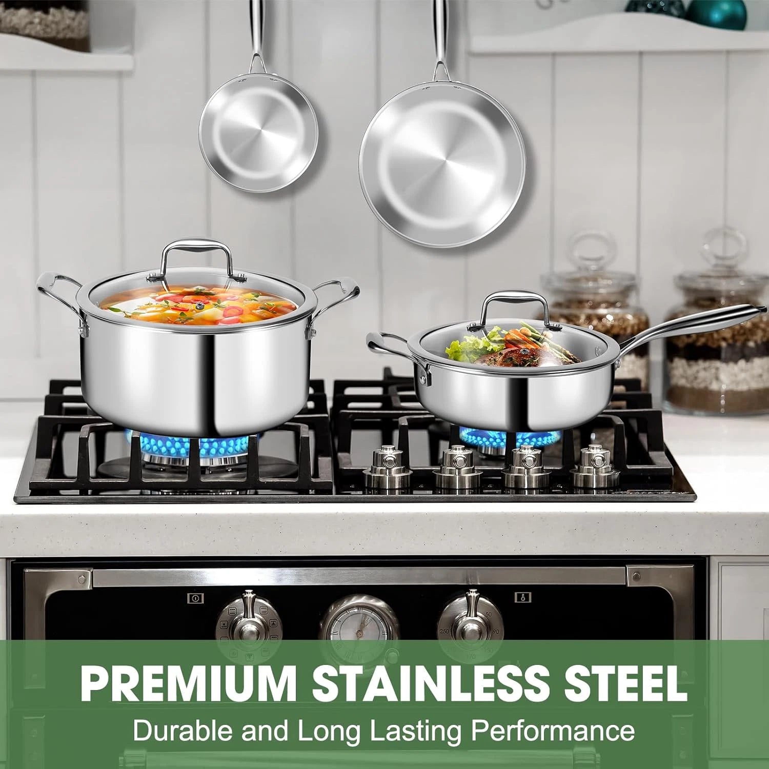 Happiness 3-Ply Stainless Steel Cookware Set with Lids – Non-Toxic