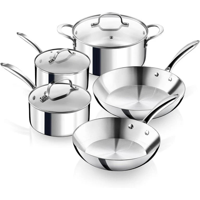 Happiness Professional Chef Stainless Steel Nonstick 10-Piece Cookware Set