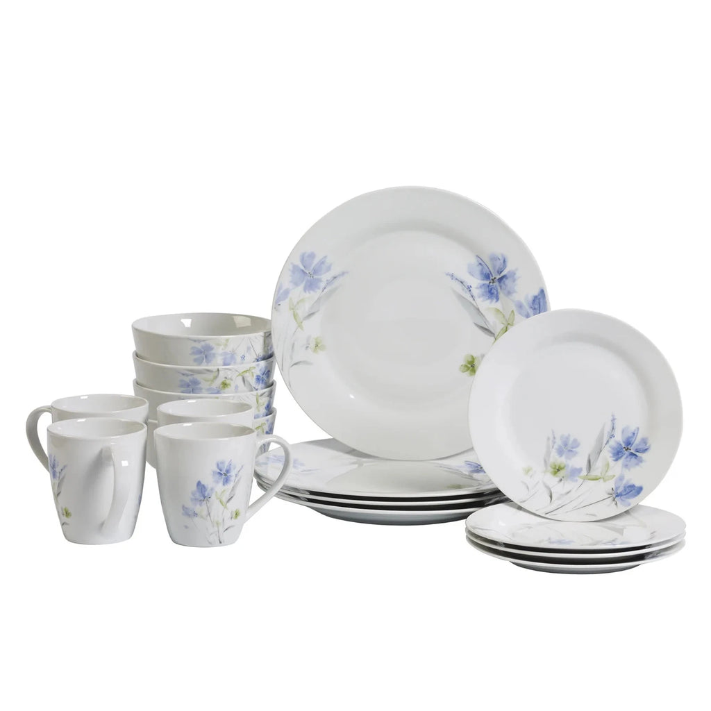 Happiness Wildflower 16-Piece Round Rim Dinnerware Set – Classic Edition