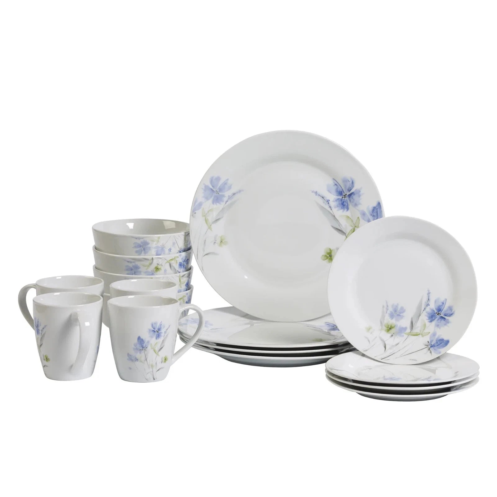Happiness Wildflower 16-Piece Round Rim Dinnerware Set – Classic Edition