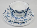 Happiness Artemis 12-Piece Dinnerware Set – Cool Blue Floral Tendrils