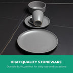 Happiness 16-Piece Stoneware Dinnerware Set – Mugs, Bowls & Plates