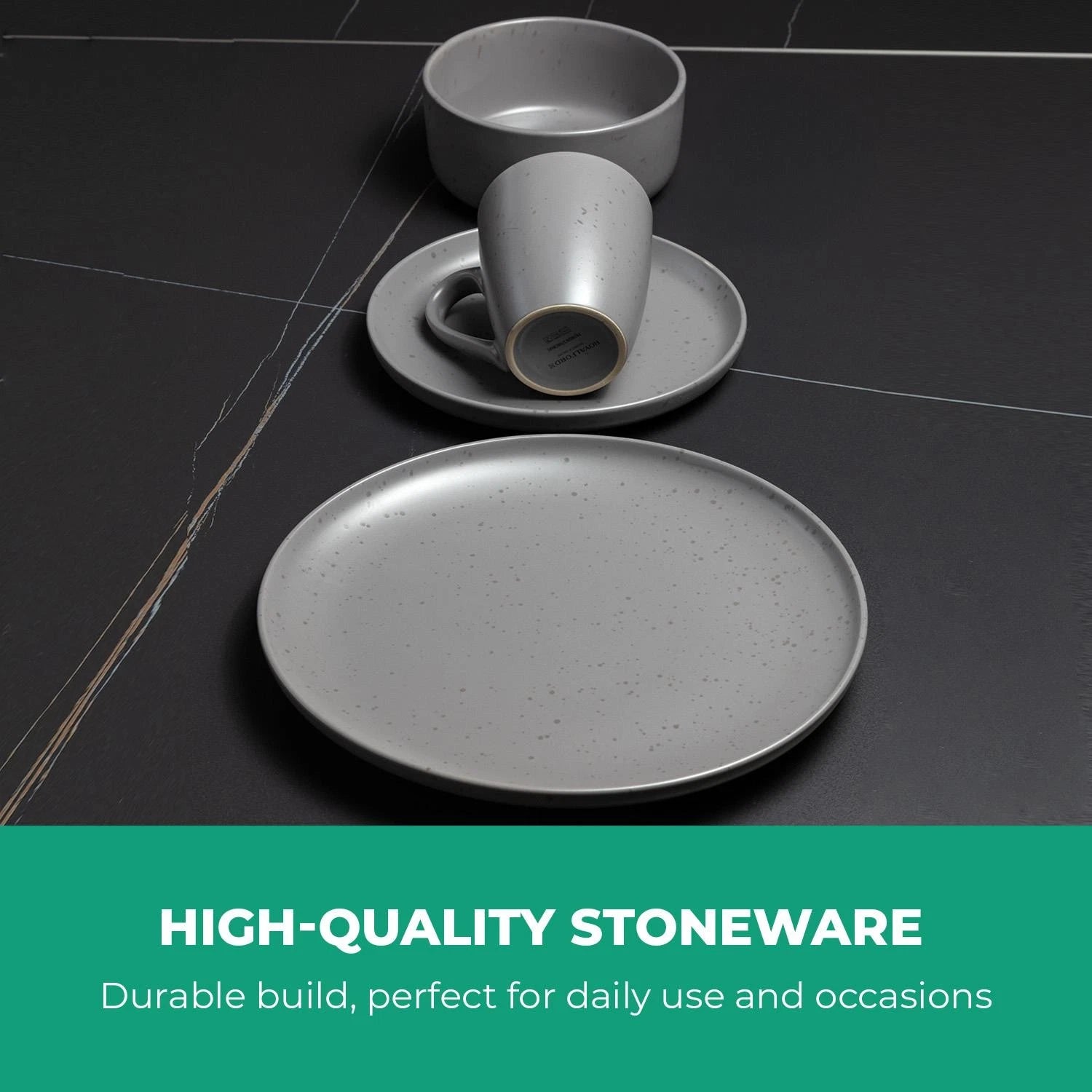 Happiness 16-Piece Stoneware Dinnerware Set – Mugs, Bowls & Plates