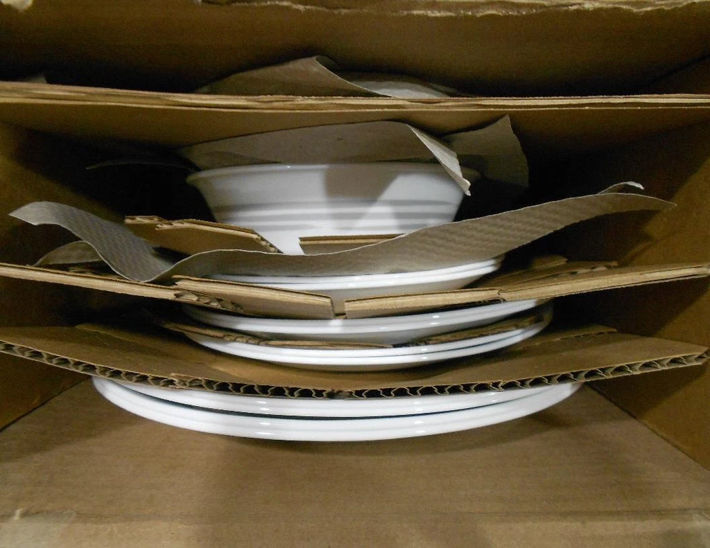 Happiness Brushed Silver Gray 16-Piece Dinnerware Set – Dinner Lunch Plates & Bowls