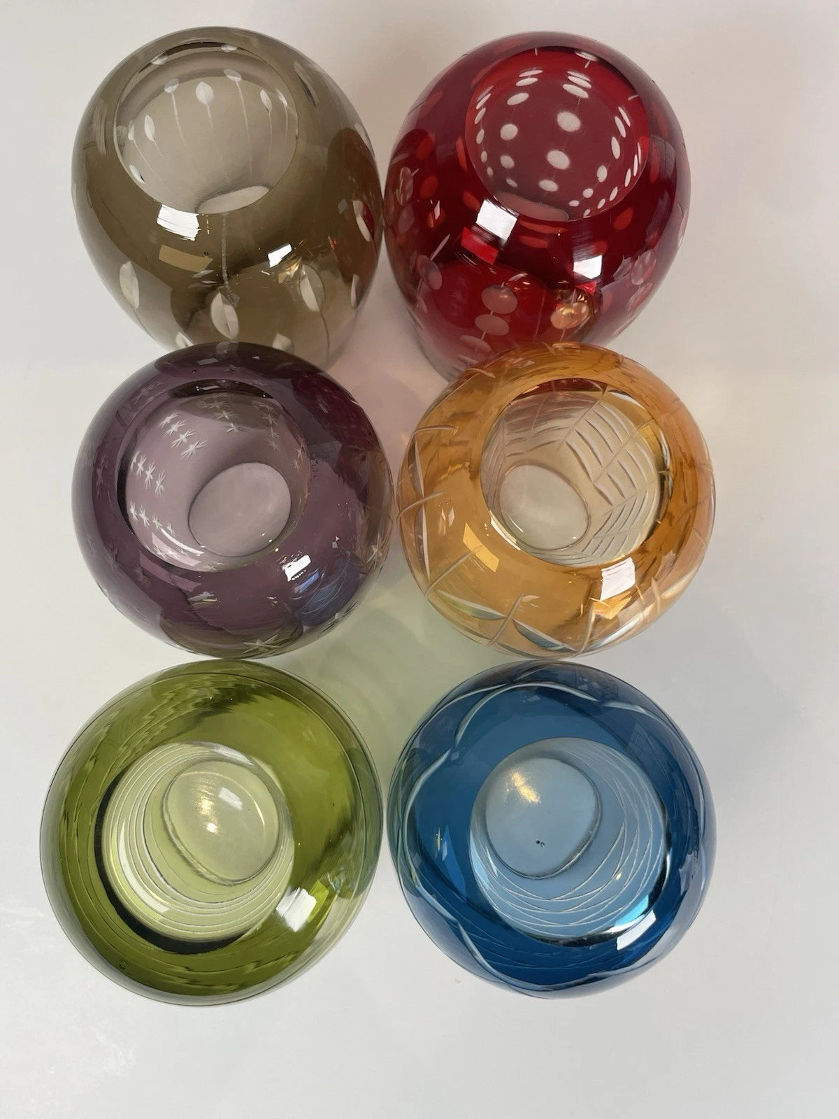 Happiness Bella Festiva Colored Cut Glass Stemless Glasses – Set of 6