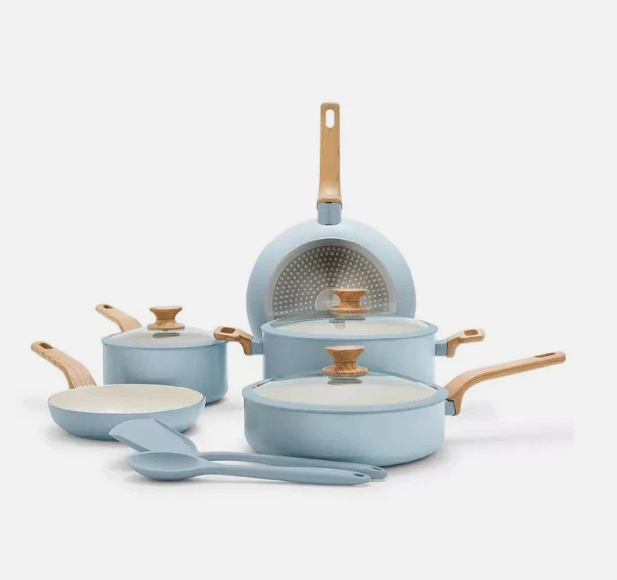 Happiness Essence Ceramic Nonstick 10-Piece Cookware Set – Blue Haze