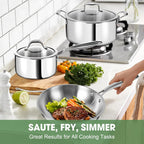 Happiness 3-Ply Stainless Steel Cookware Set with Lids – Non-Toxic