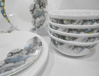 Happiness Lumos 12-Piece Dinnerware Set – Sparkling Droplet Bubbles Muted Colors