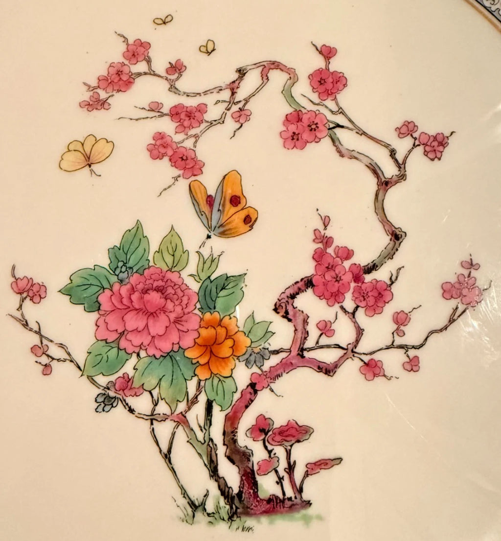 Happiness Ming Floral 19-Piece China Dinnerware Set – Dinner Salad Plates & Dessert Server