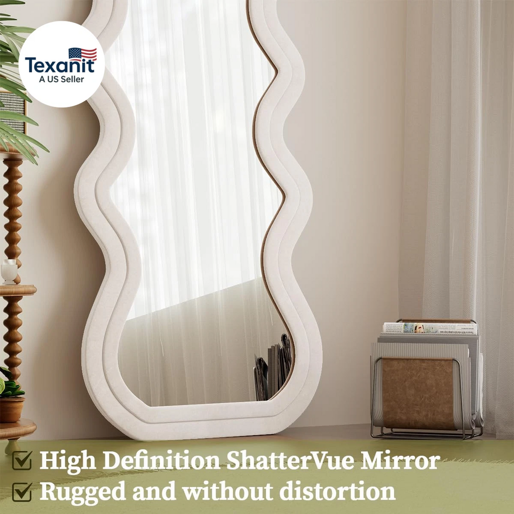 Happiness Wavy Full Length Floor Mirror – 71"x32" Flannel Frame