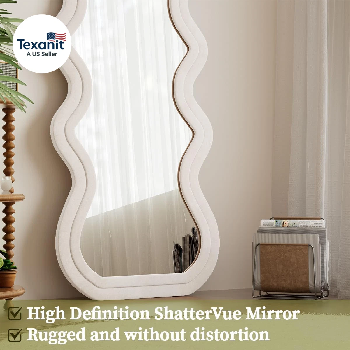 Happiness Wavy Full Length Floor Mirror – 71"x32" Flannel Frame