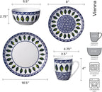 Happiness Vienna 16-Piece Elegant Lightweight White Porcelain Dinnerware Set