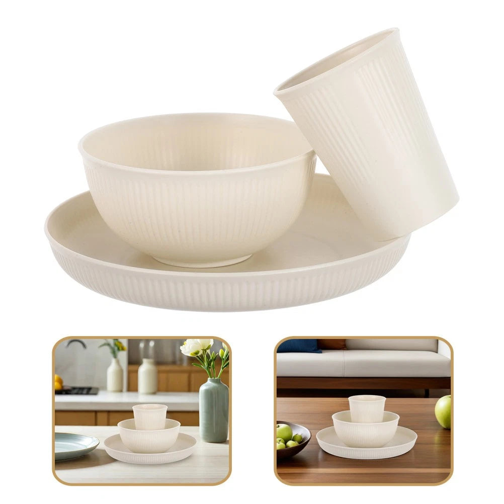 Happiness 18-Piece Reusable Dinnerware Set for 6 – Unbreakable Plates & Bowls