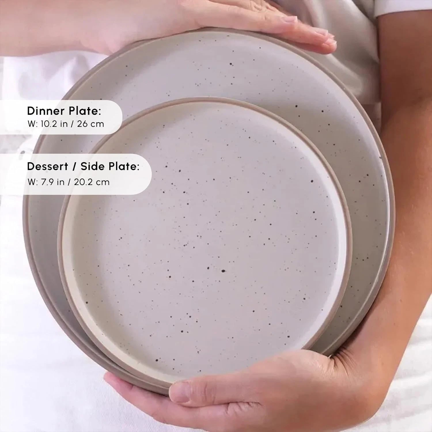 Happiness 18-Piece Stoneware Dinnerware Set for 6 – Modern Beige Plates & Bowls