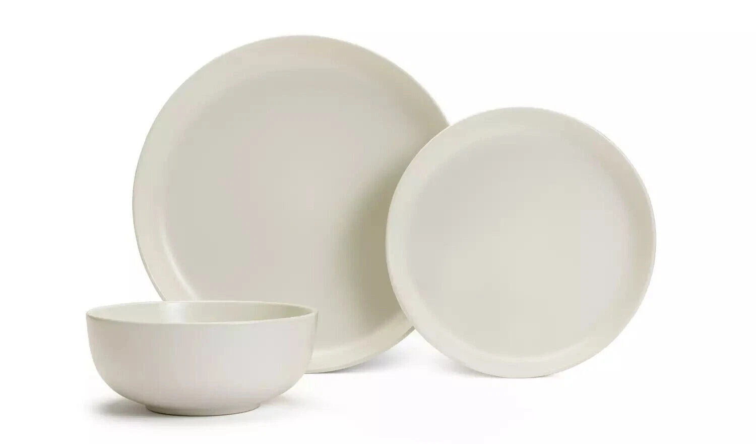 Happiness 12-Piece Stoneware Dinner Set – Round Plates, Soup, Salad & Pasta Bowls