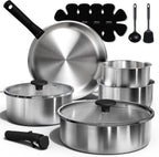 Happiness 15-Piece Induction Cookware Set – Stainless Steel with Removable Handles