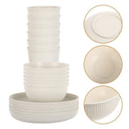 Happiness 18-Piece Reusable Dinnerware Set for 6 – Unbreakable Plates & Bowls