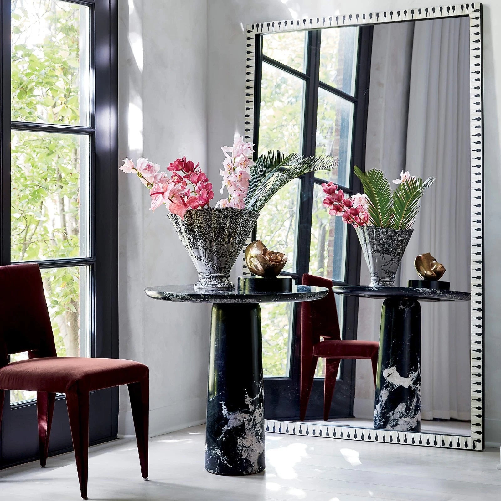 Happiness Bone Inlay Full-Length Floor Mirror – Handmade Decorative Frame
