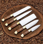 5PCS Custom Handmade Carbon Steel Kitchen Knife Set , Chef Set , kitchen Knives.