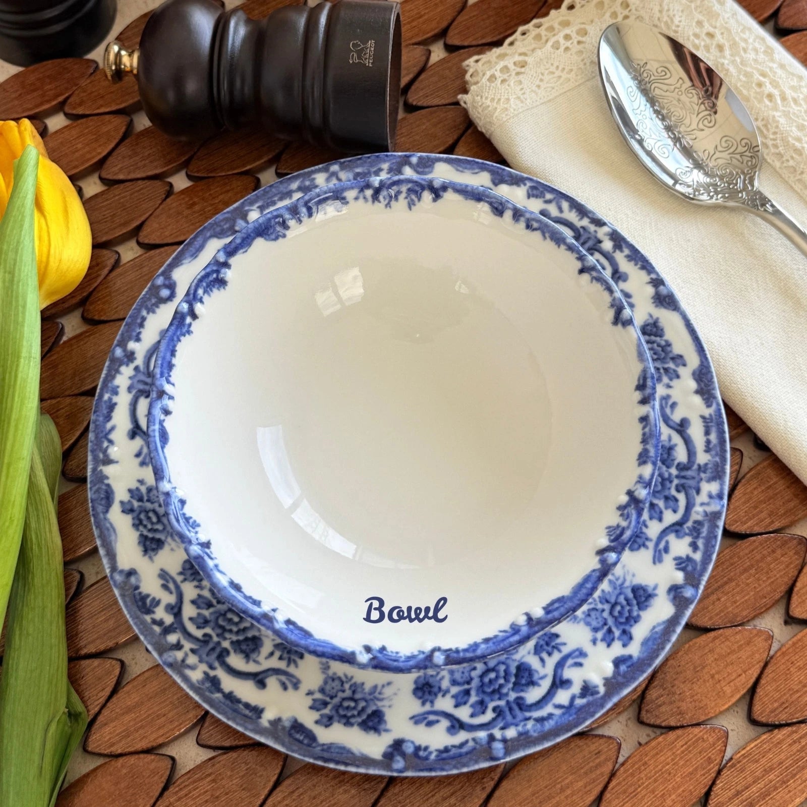 Happiness Antique Azul Blue 24-Piece Porcelain Dinnerware Set – 6 Person Vintage Floral