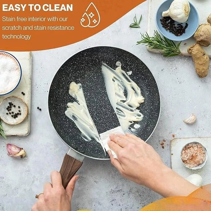 Happiness 8-Piece Nonstick Cookware Set – Frying Pans, Saucepans & Casserole