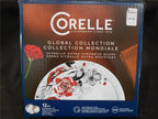 Happiness Chelsea Rose 12-Piece Round Dinnerware Set – Floral Red Gray Black