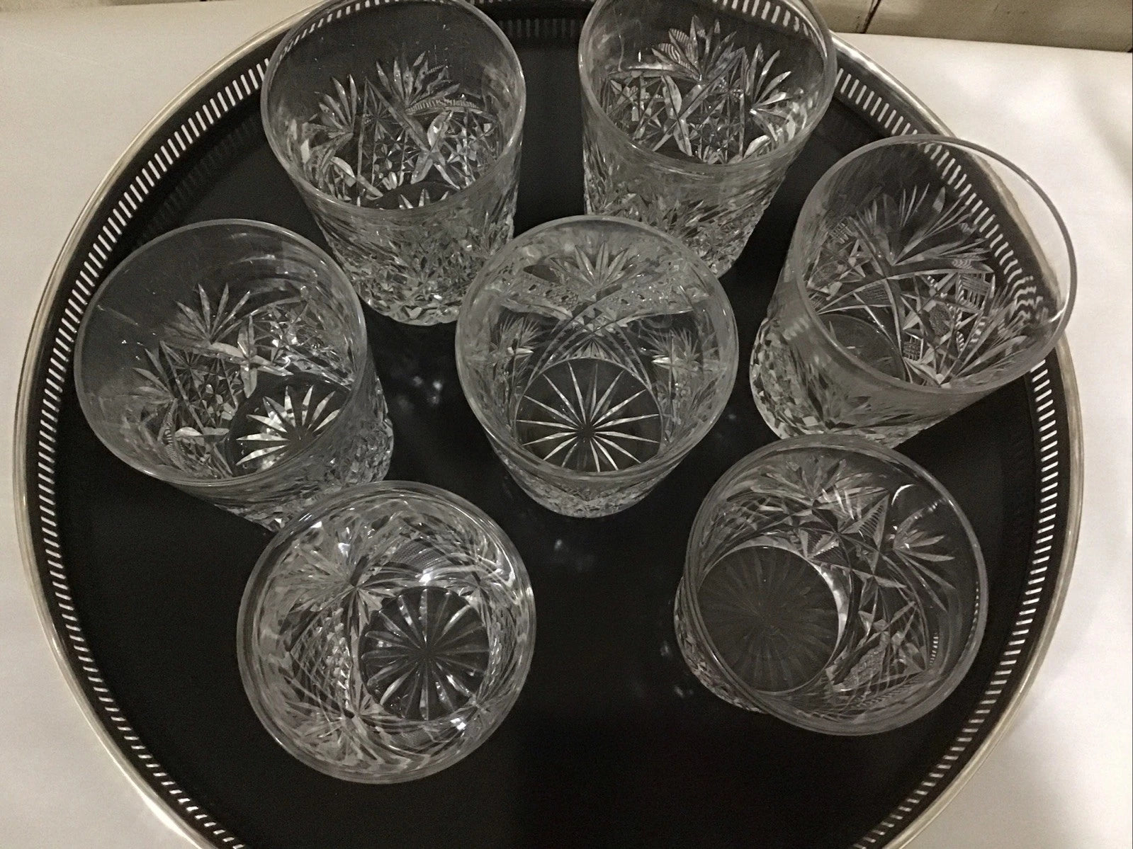 Happiness Vintage Mix & Match Cut Glass Tumblers – Starburst & Stars, Set of 7