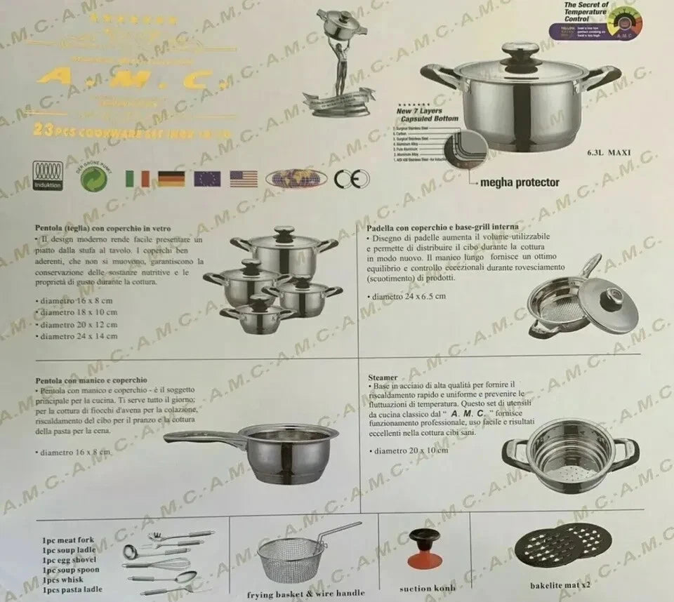 Happiness 23-Piece Stainless Steel Induction Non-Stick Cookware Set – Premium