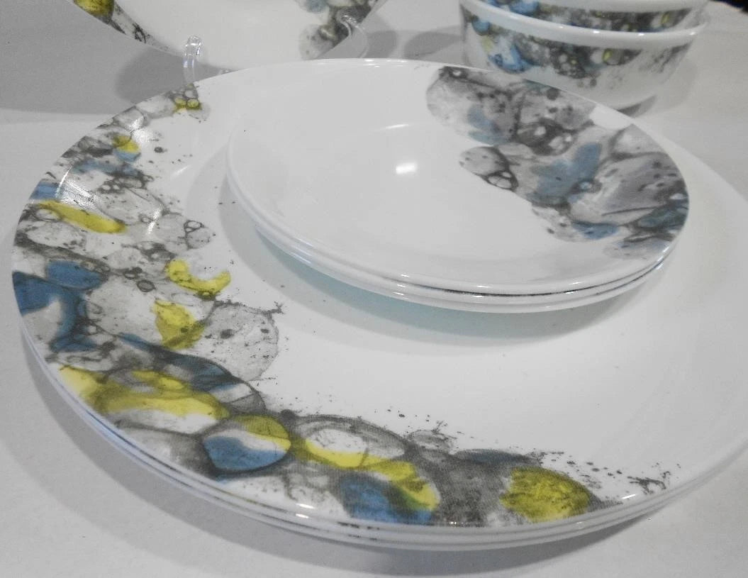 Happiness Lumos 12-Piece Dinnerware Set – Sparkling Droplet Bubbles Muted Colors