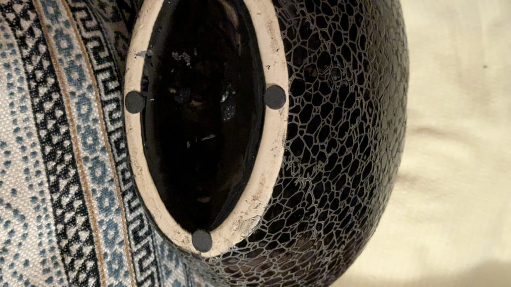 Happiness Ceramic Decorative Large Black Coil Vase – 14" Tall Centerpiece