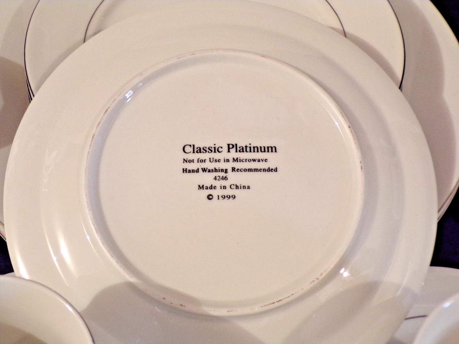 Happiness Classic Platinum China – White with Silver Trim Dinnerware Set for 4 | Vintage