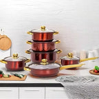 Happiness 12-Piece Red Nonstick Cookware Set – Pots and Pans