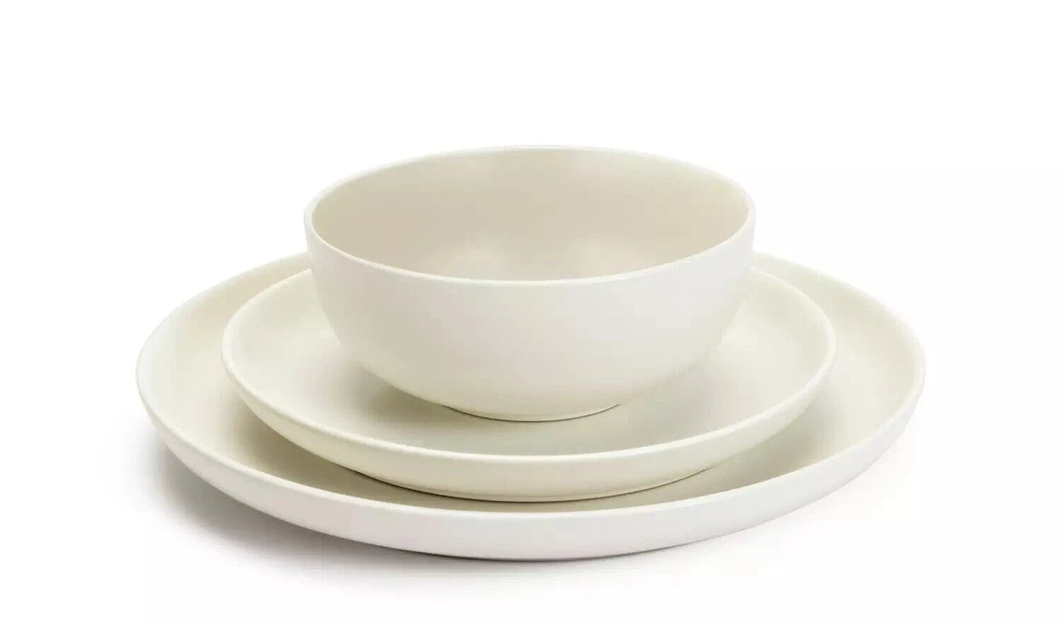 Happiness 12-Piece Stoneware Dinner Set – Round Plates, Soup, Salad & Pasta Bowls