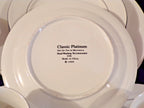 Happiness Classic Platinum China – White with Silver Trim Dinnerware Set for 4