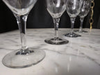 Happiness Vintage Etched Wine Glass Goblets – Set of 4, 9oz Antique Rare