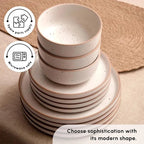 Happiness 18-Piece Stoneware Dinnerware Set for 6 – Modern Beige Dishes