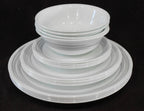 Happiness Brushed Silver Gray 16-Piece Dinnerware Set – Dinner Lunch Plates & Bowls